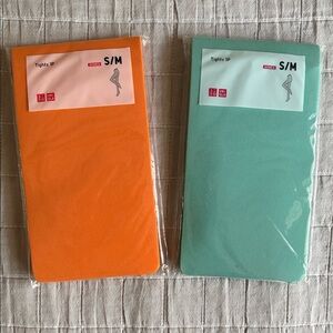 Uniqlo Bright Orange & Mint Green Tights S/M